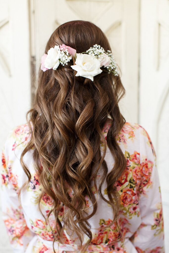 Curls with Floral Highlights