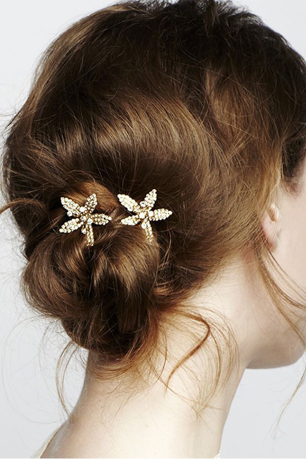 Messy Bun with a Flower Pin