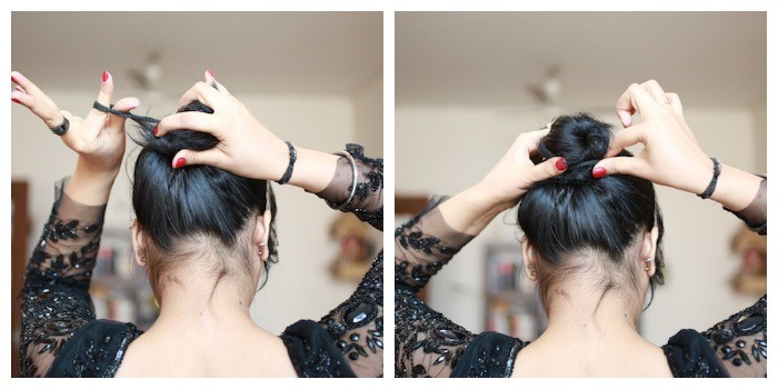 The Messy Bun with Rubber Band Accents