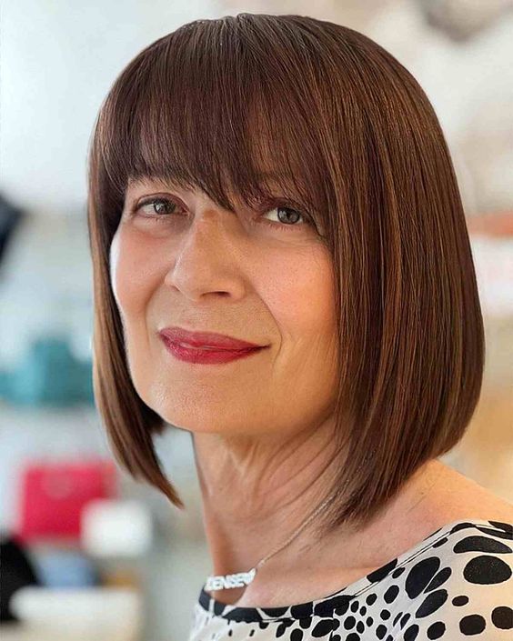 Angled Bob Hairstyles for Women Over 50