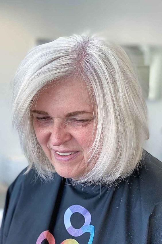 Asymmetrical Layered Bob Hairstyle for Over 60