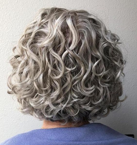 Curly Layered Bob Hairstyle for Over 60