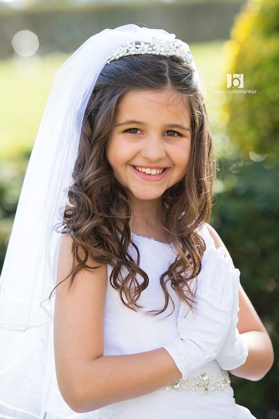 Simple and Flowery First Communion Hairstyles