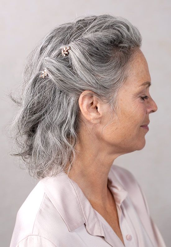 Twisted Half-up, Half-down Hairstyles for older women
