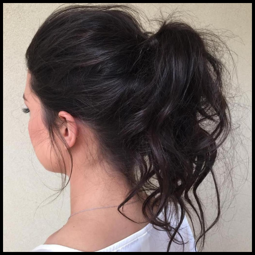 Curled-Up Messy Ponytail