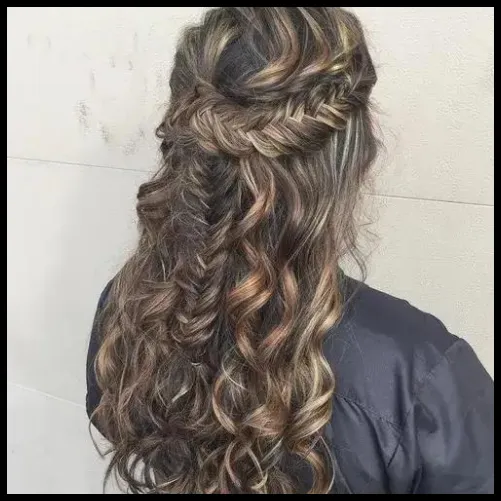 Romantic Curls with Fishtail Braid