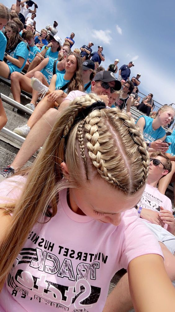 Criss-Cross Braids Softball Hairstyles