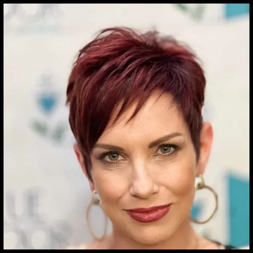 Red Brown Pixie Cut with Feathered Layers