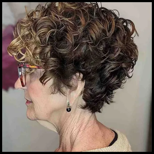 Short Curly Hairstyle with Subtle Highlights