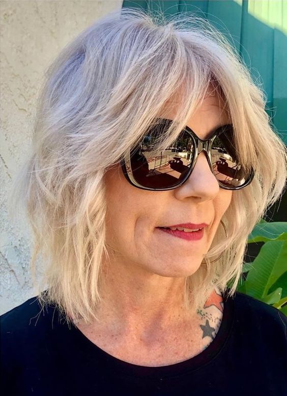 Shaggy Bob Medium Layered Bob Hairstyles for Women Over 50