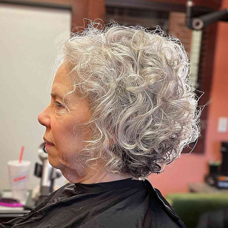 Spiral Perm Layered Bob Hairstyles for old Women